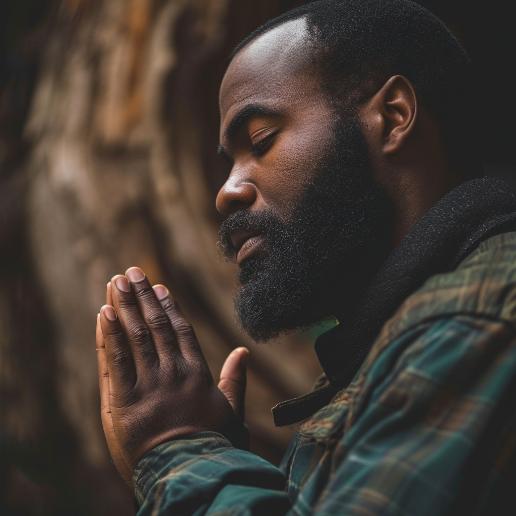 Man in Prayer for Spiritual Meditation