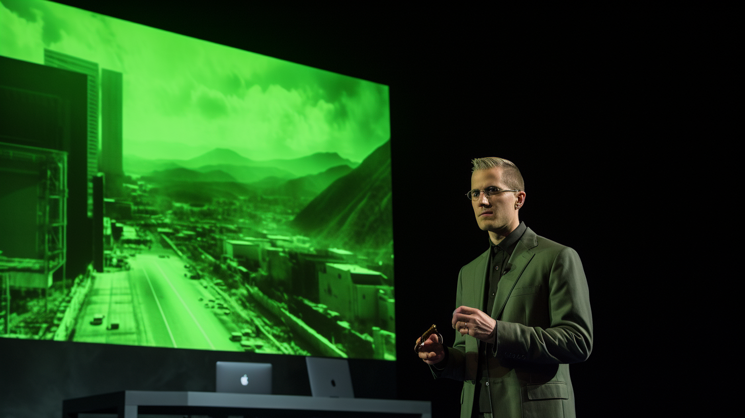 Man giving presentation on stage