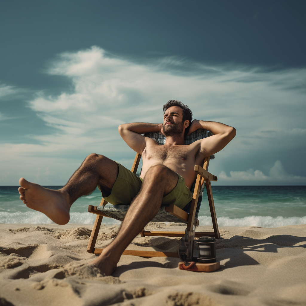 Man relaxing on the beach