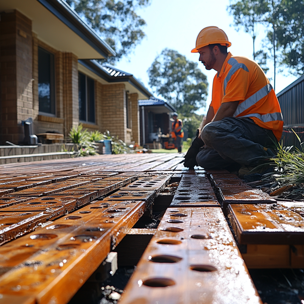 man removing deck Queensland backyard