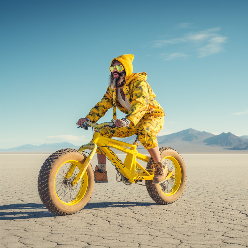 Man on Tallbike in Desertpunk Style