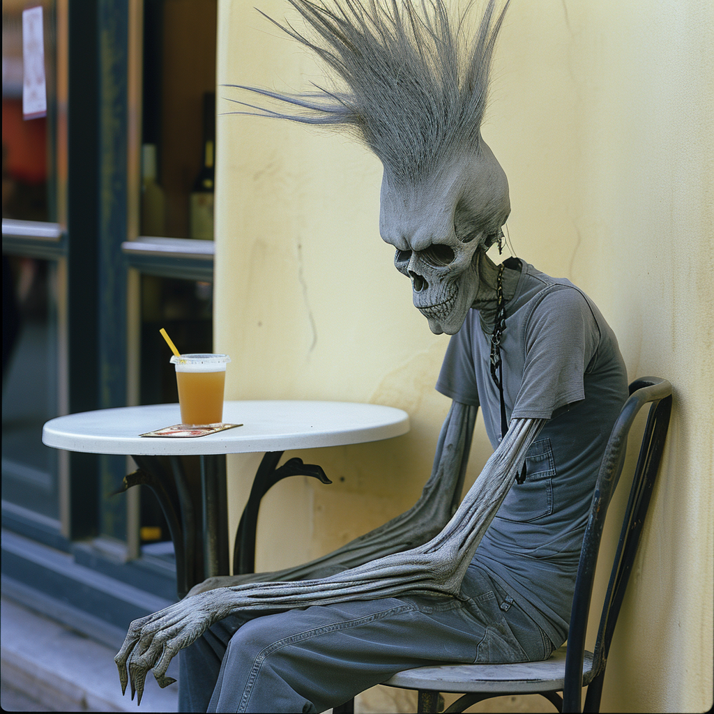 Man sitting at cafe table