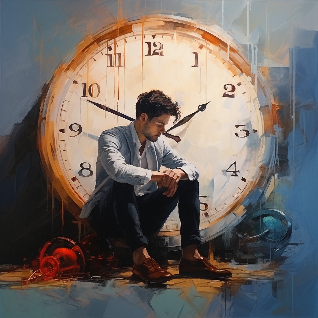 Man sitting on clock