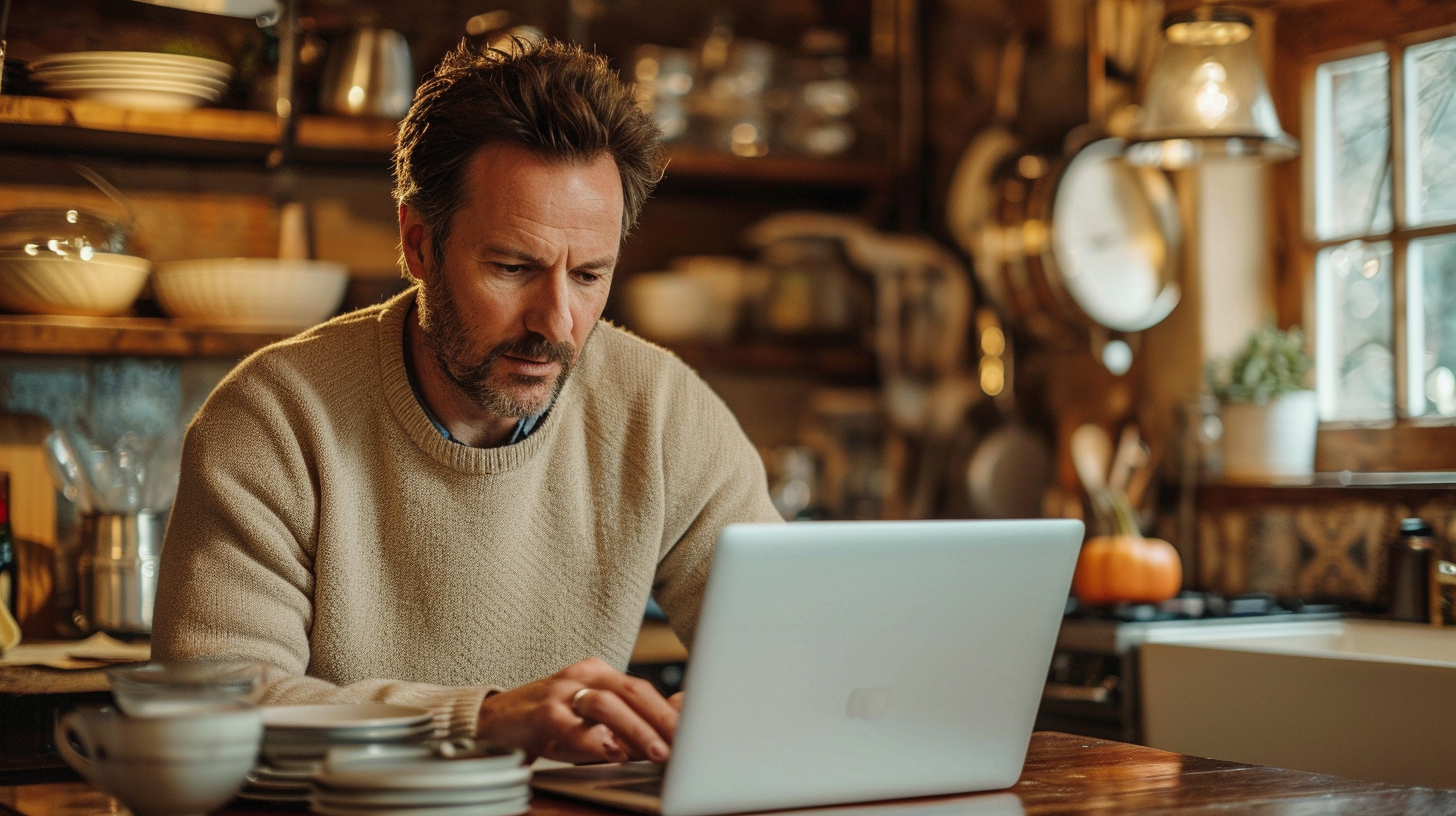 Man working at kitchen table