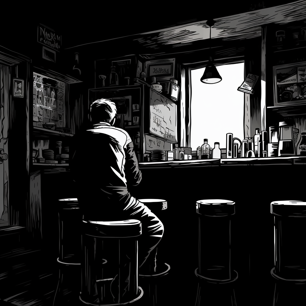 Man sitting on stool at bar