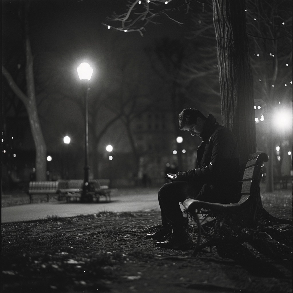 man on park bench