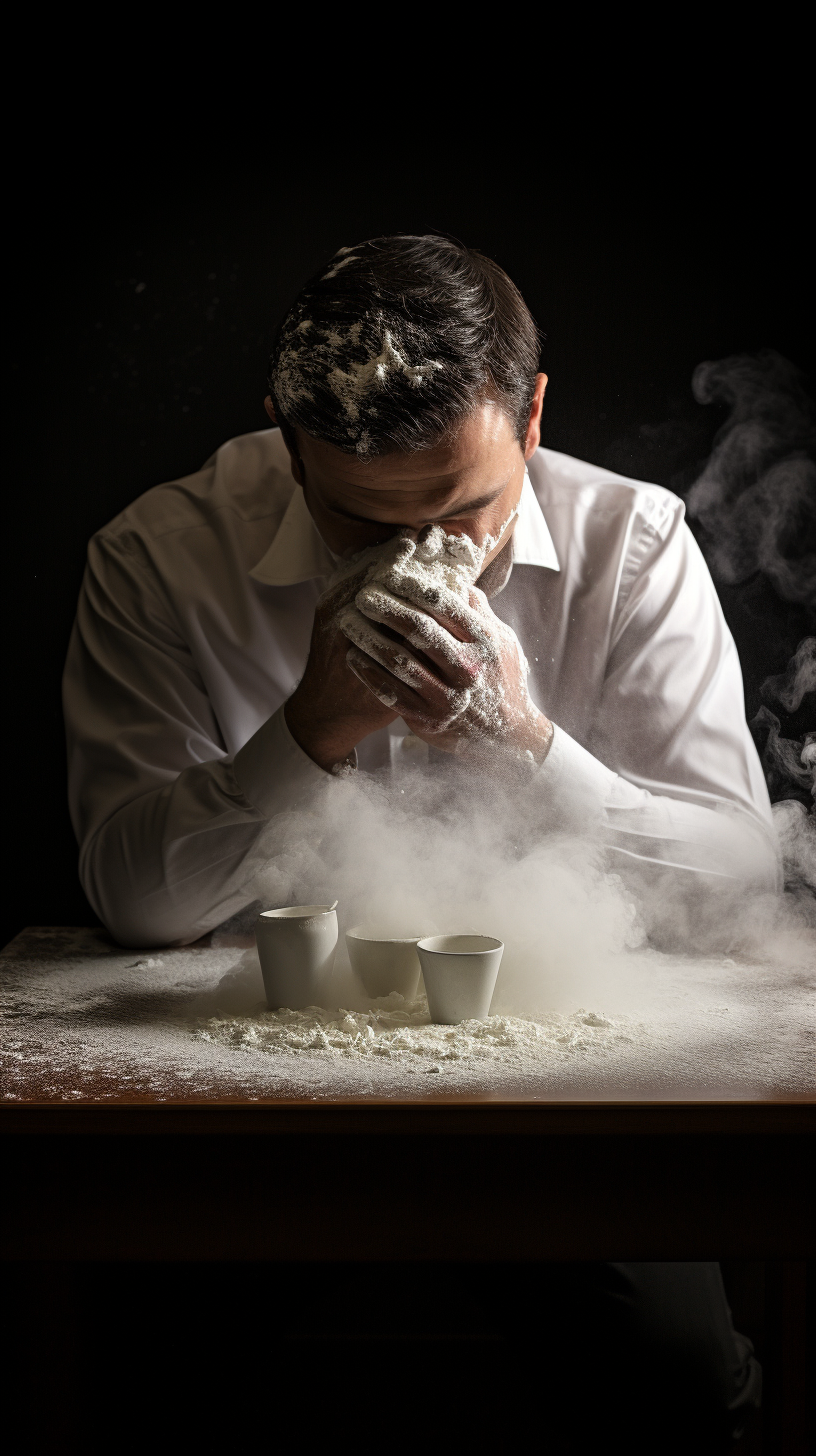 Man snorting powder off table