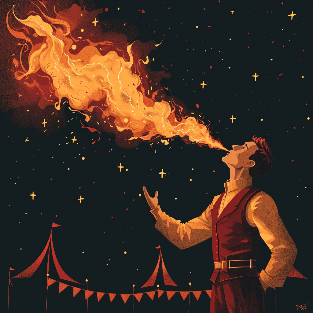 Man Spitting Fire Circus Flat