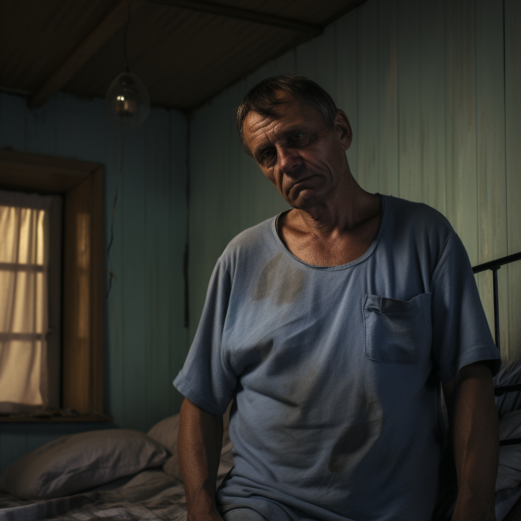 Middle-aged man in bedroom