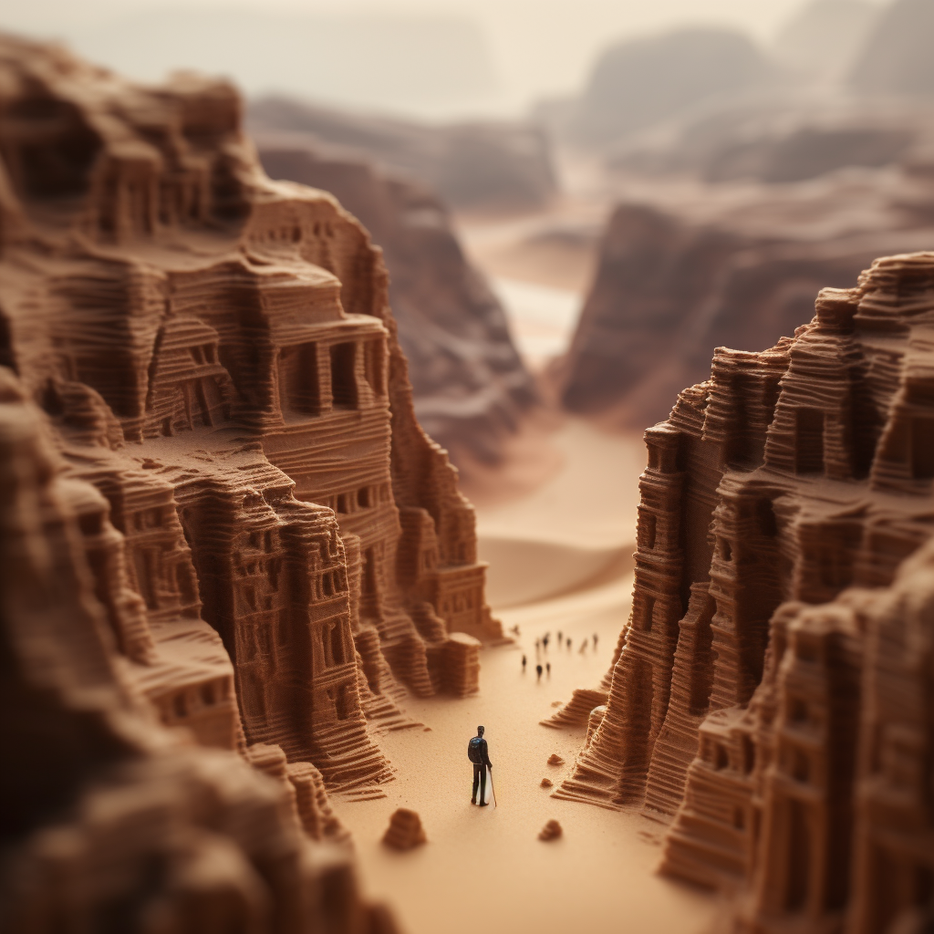 Man standing alone in front of Petra