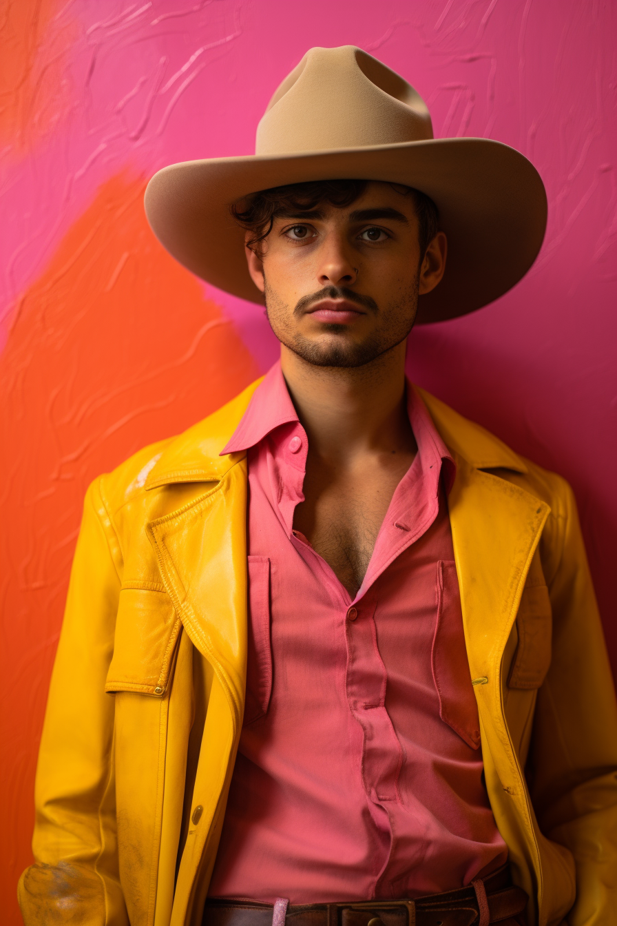 Man with a hat standing in front of a wall