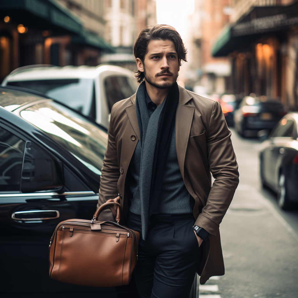 Man Stepping Out of Car