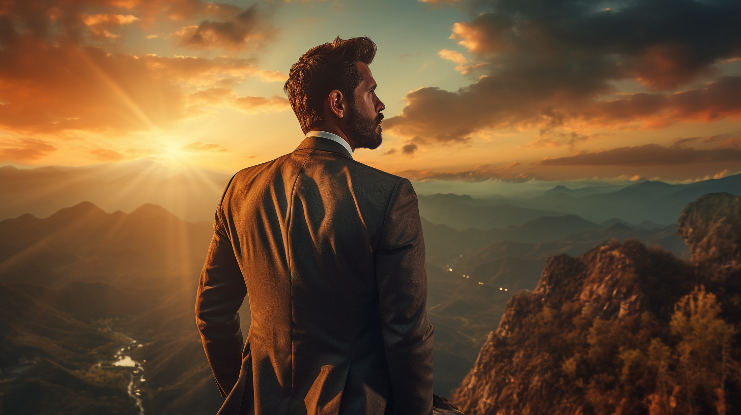 Man with suit looking at horizon