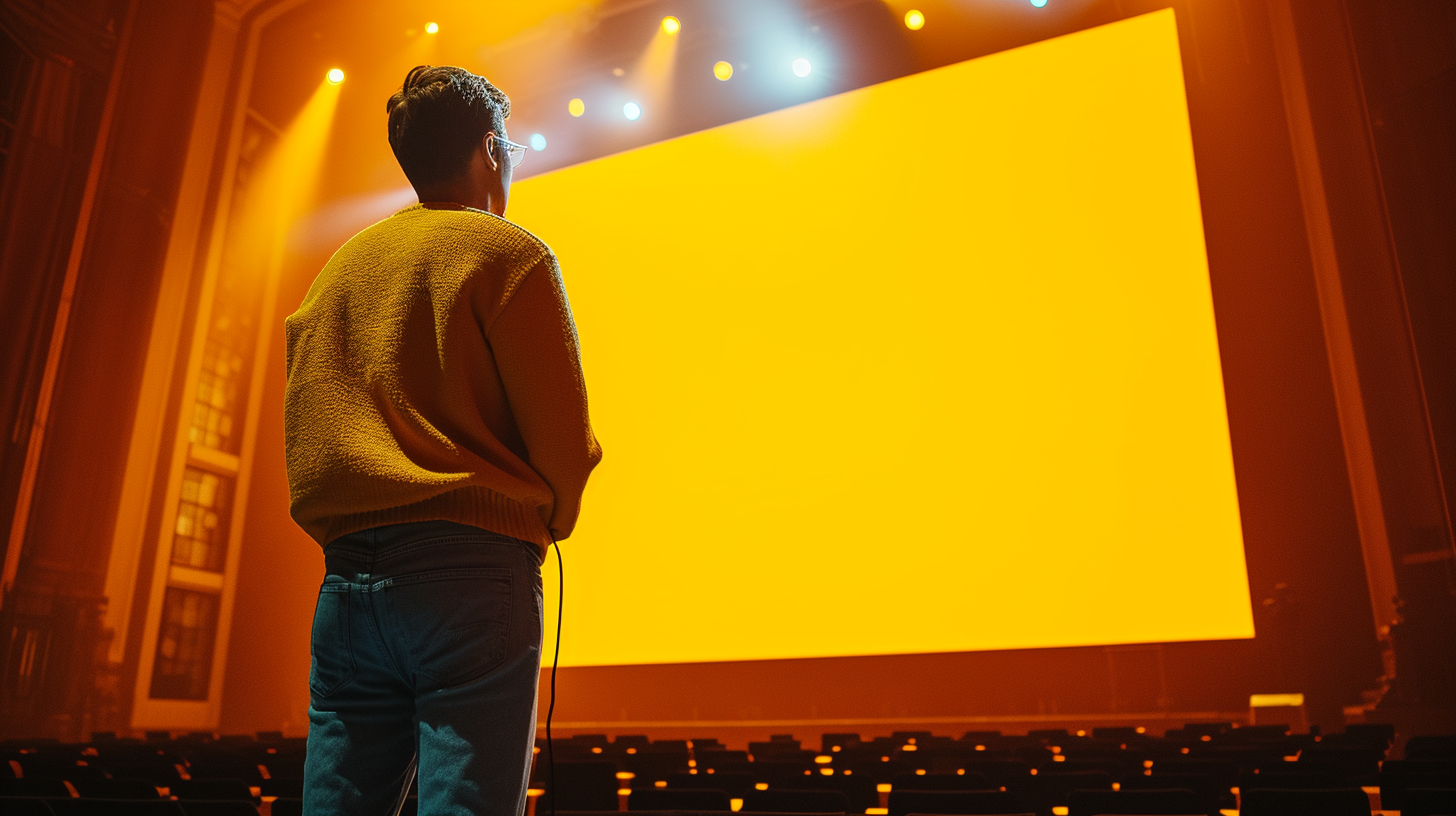 Man Sweater Jeans Lecture Yellow Screen