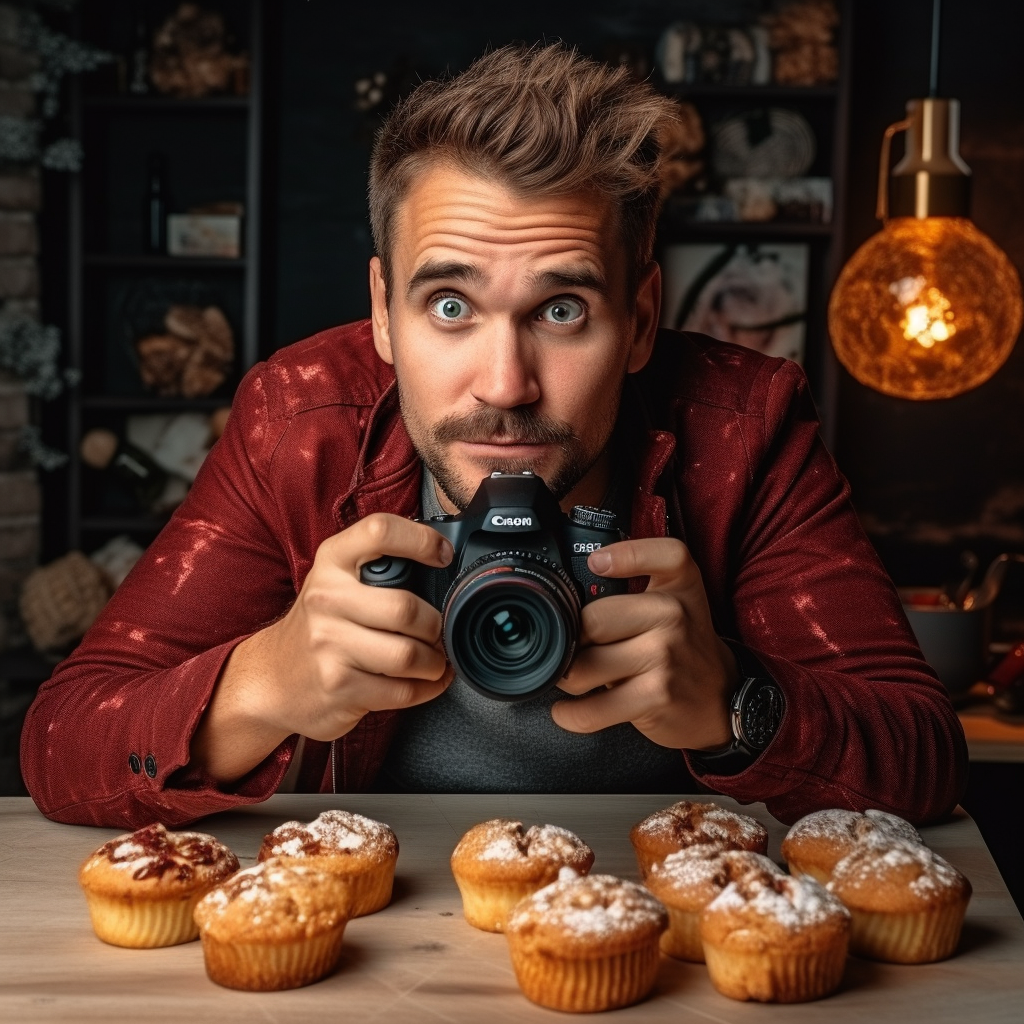 Man taking bite from cookies