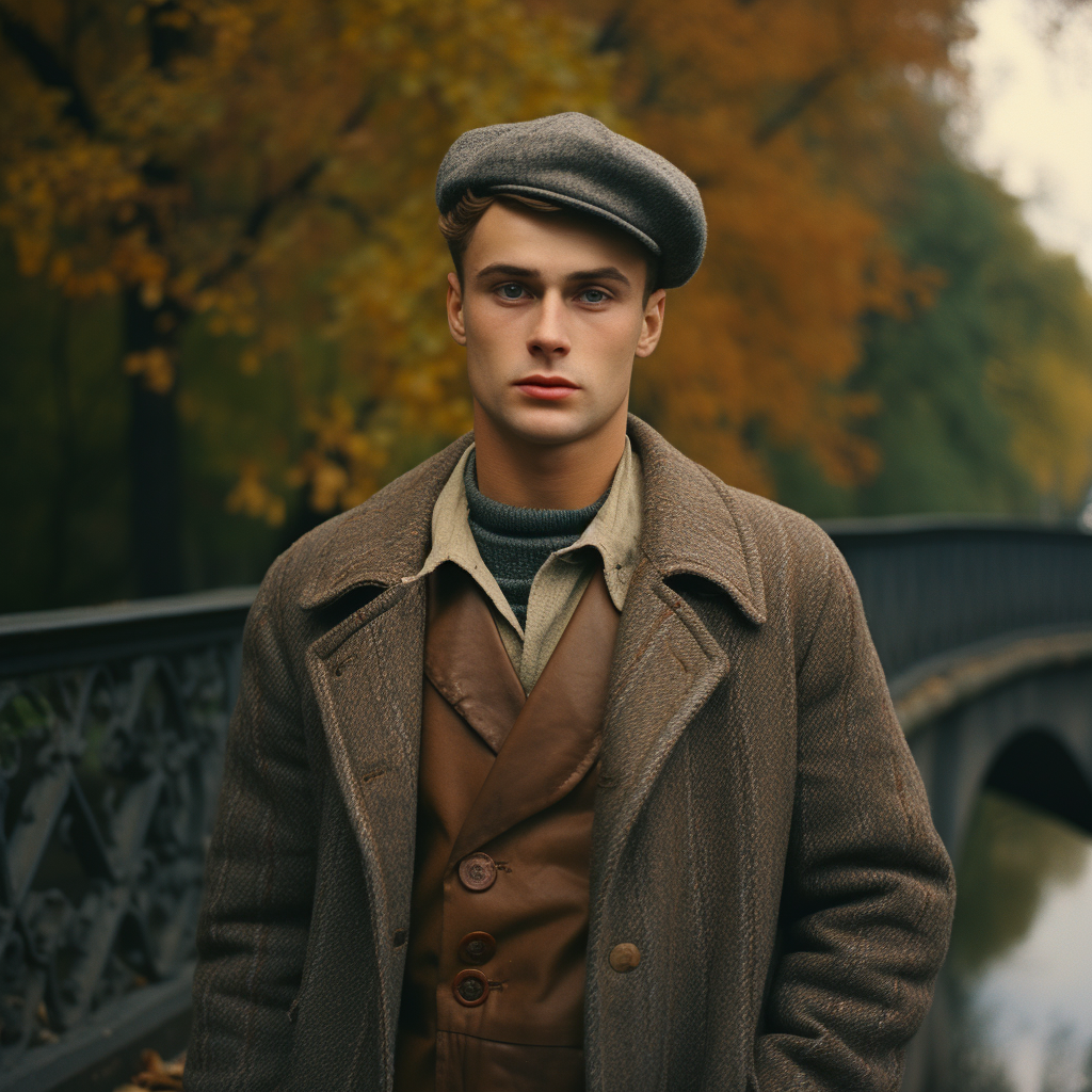 Man wearing 1965 USSR autumn fashion collection