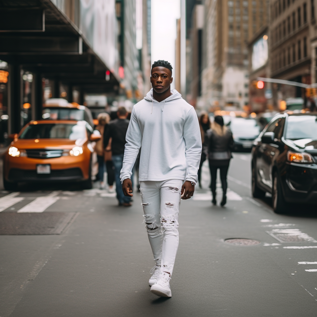 Fashionable man walking on New York street