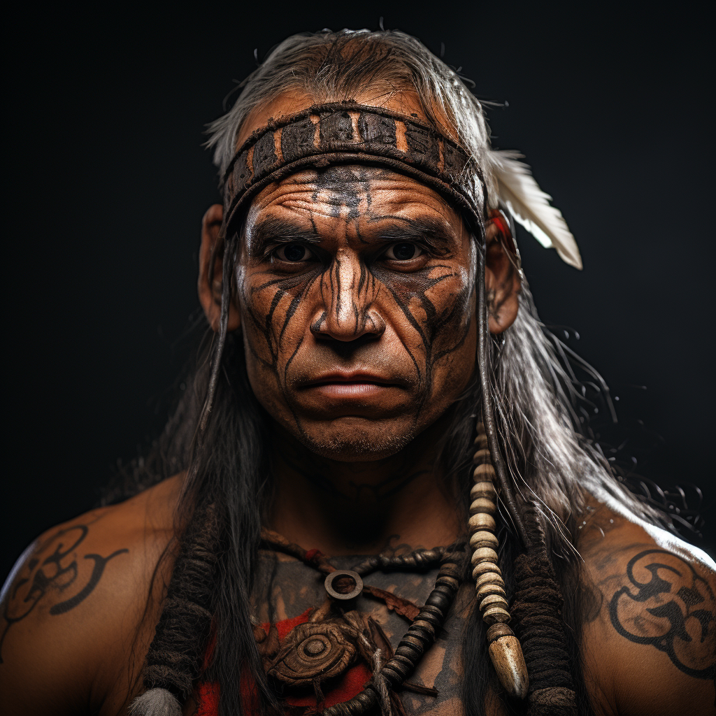 Photorealistic Image of Man Warrior with Scars