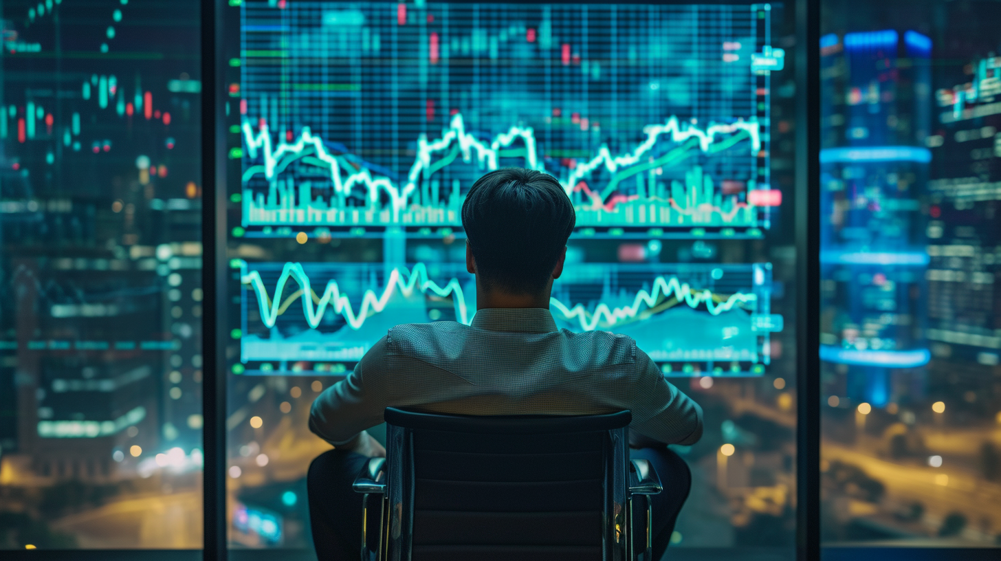 Man watching stocks and charts