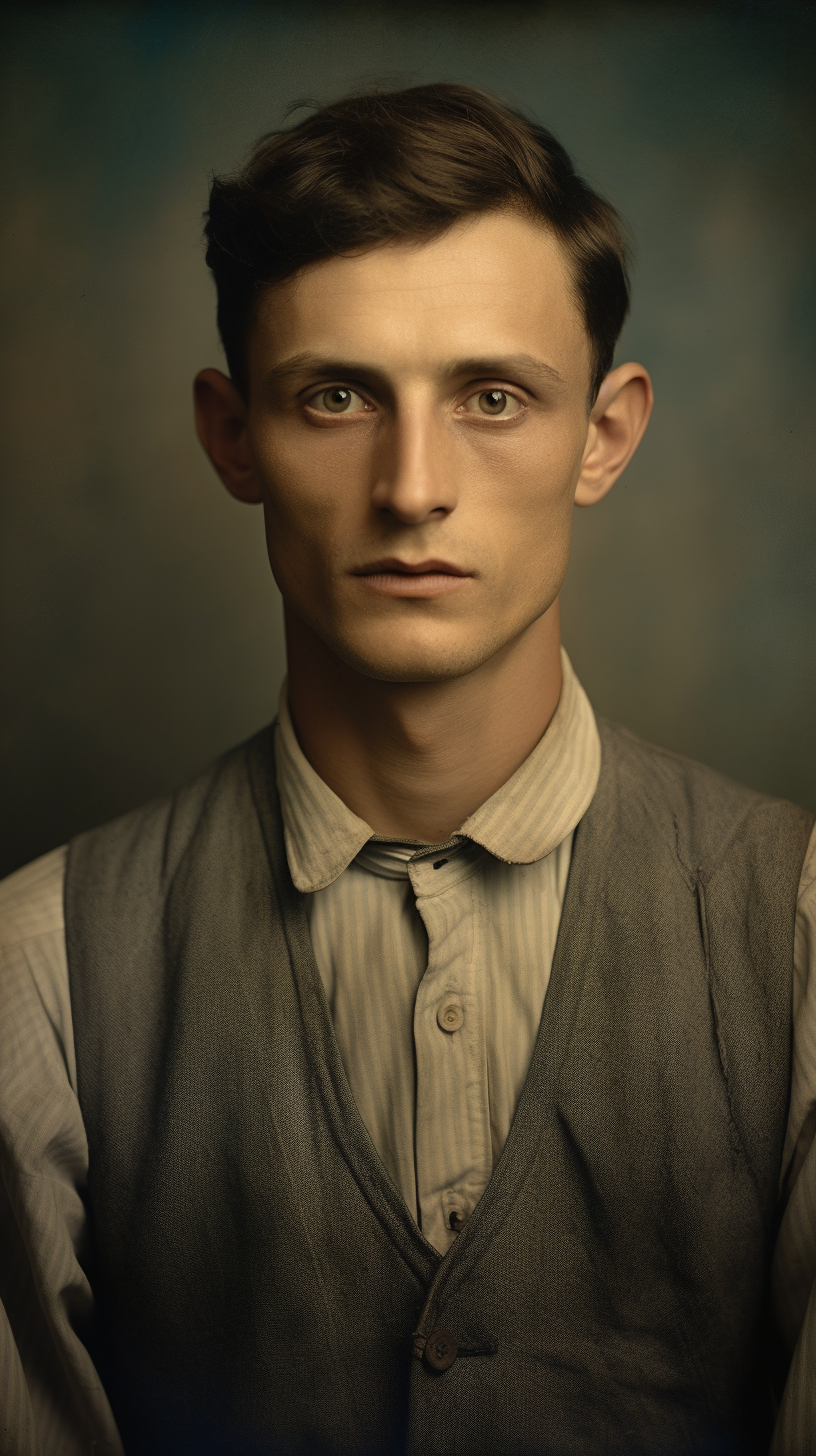 Creepy portrait of man in 1930s shirt