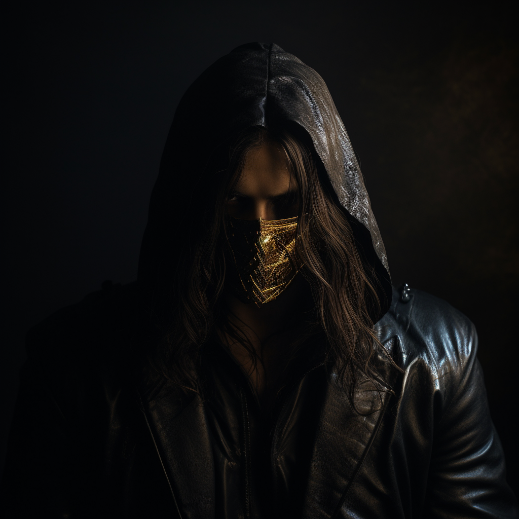 Man in Black Mask and Leather Coat