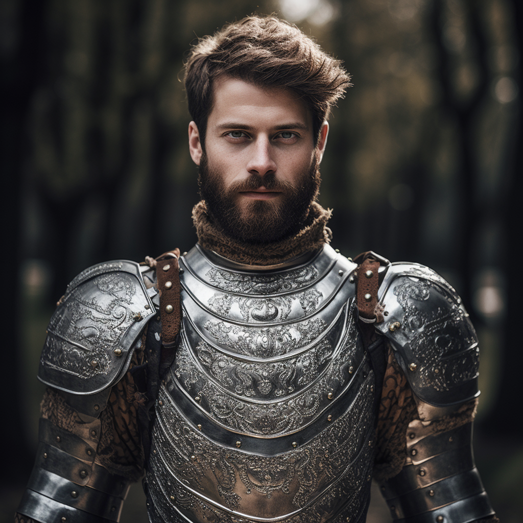 Man in protective gambeson armor