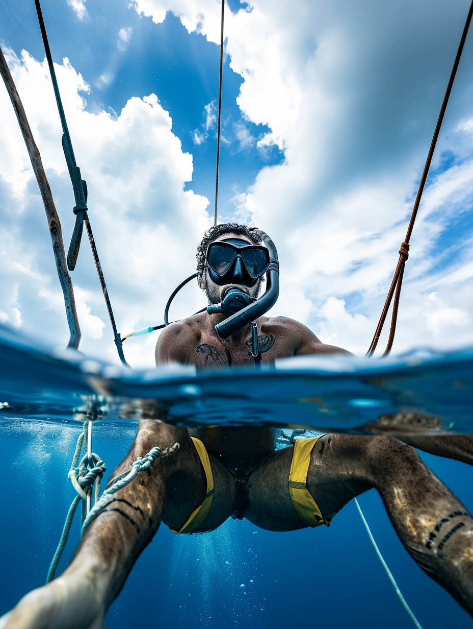 Man snorkeling on boat