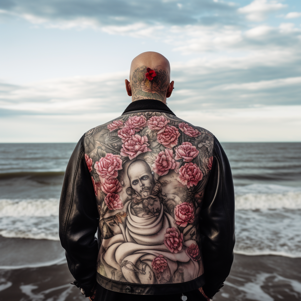 Man with Rose Tattoo overlooking the Sea