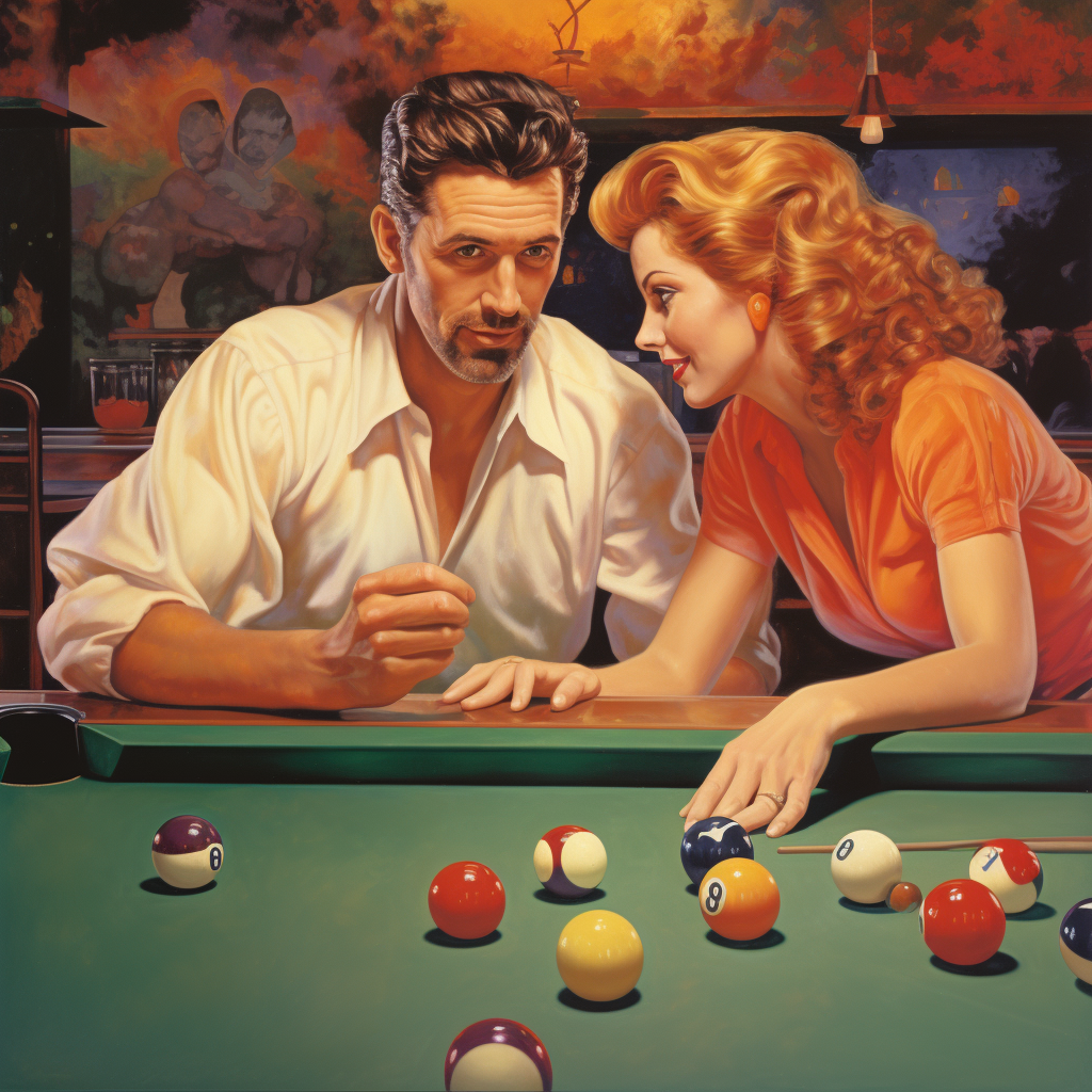 Man and woman playing pool