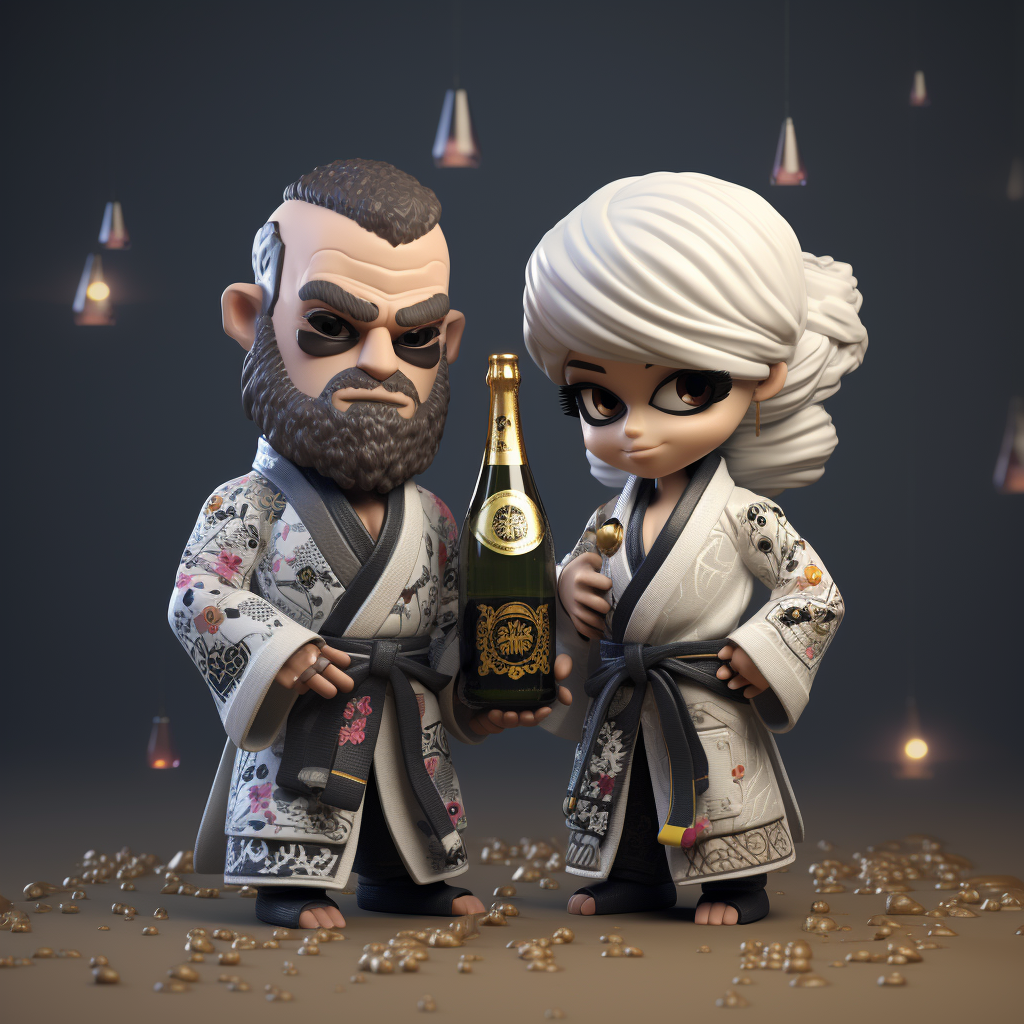 Happy New Year celebration with skull-headed couple