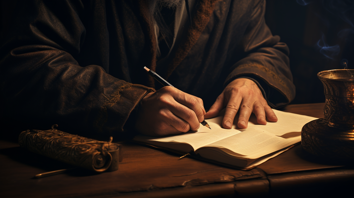 Man writing in journal