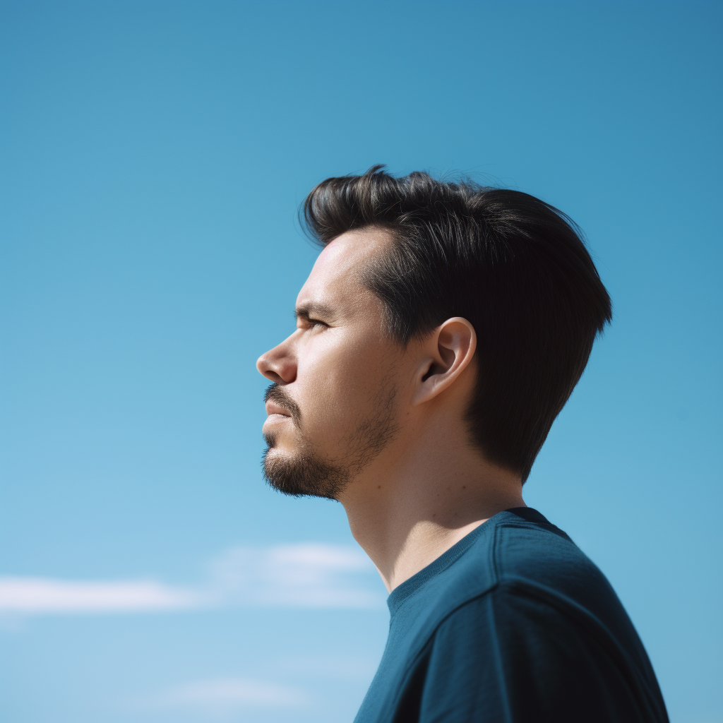 Man with Blue Sky Background