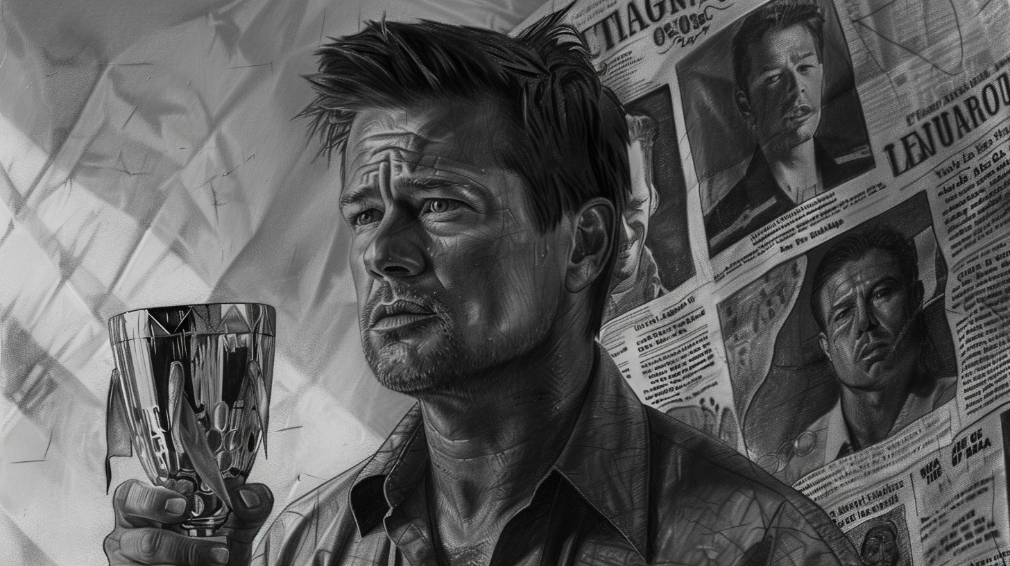 Brad Pitt Trophy Newspaper Sketch