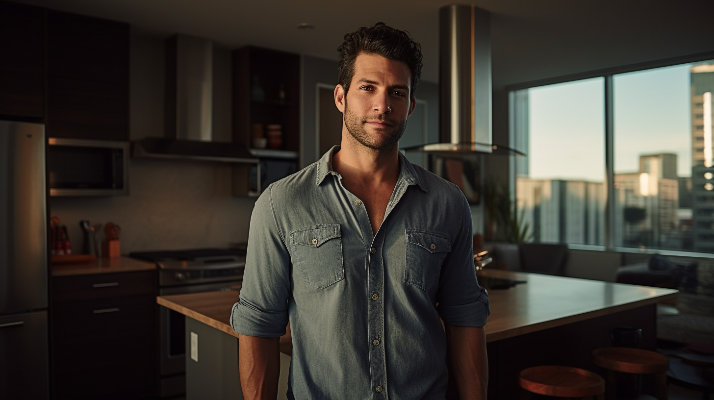 Man with Dark Hair Looking at Camera