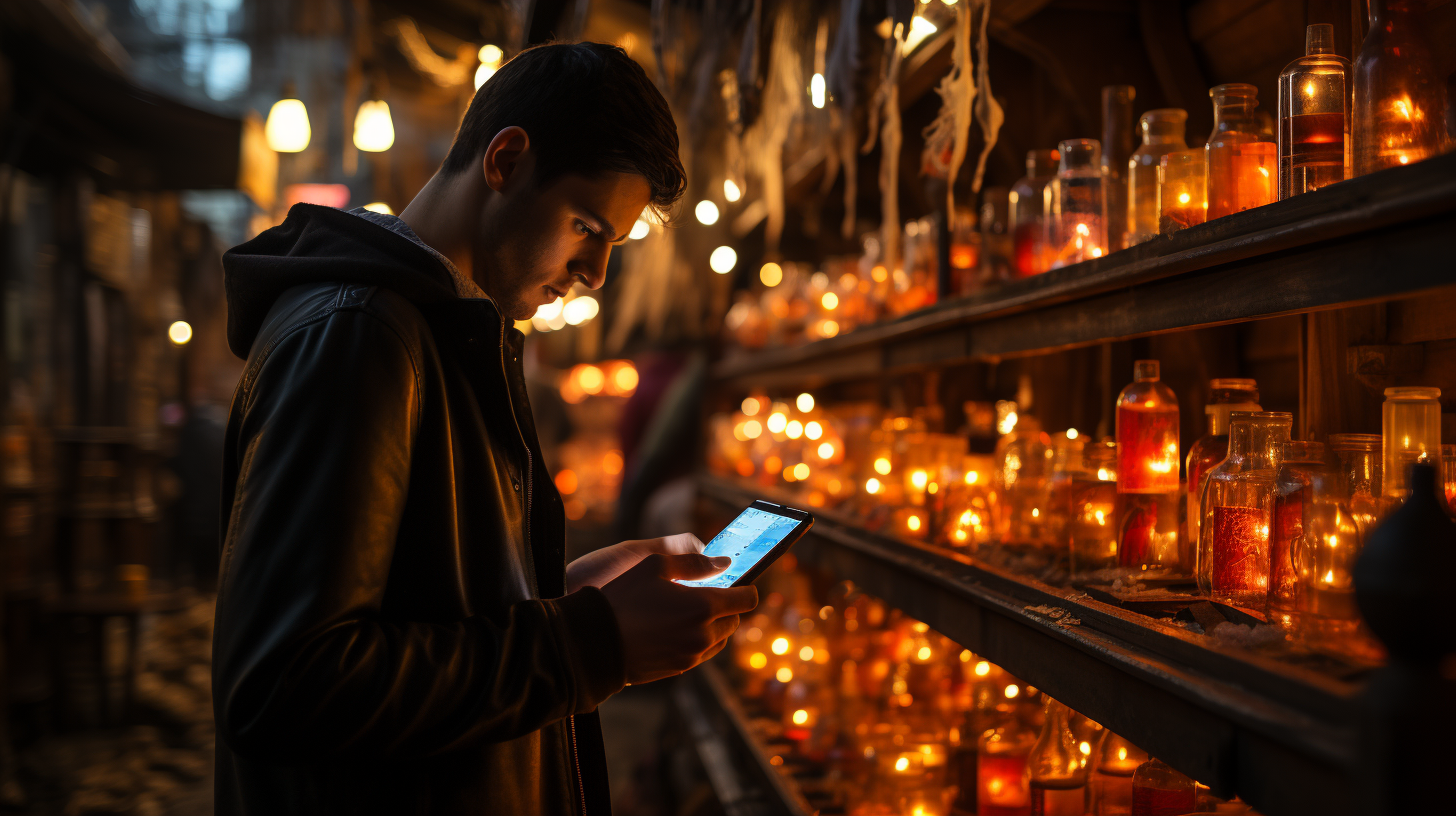 Man searching product on phone