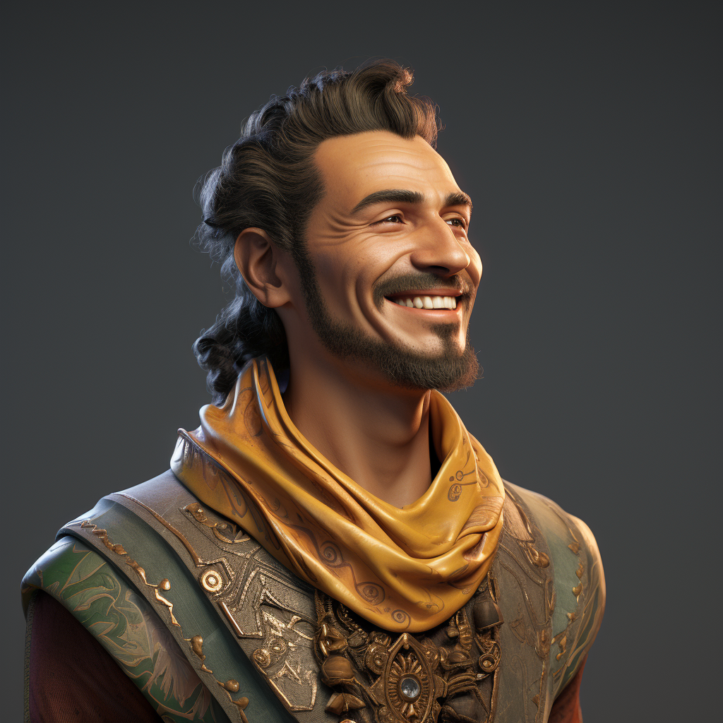 Smiling man poly character portrait