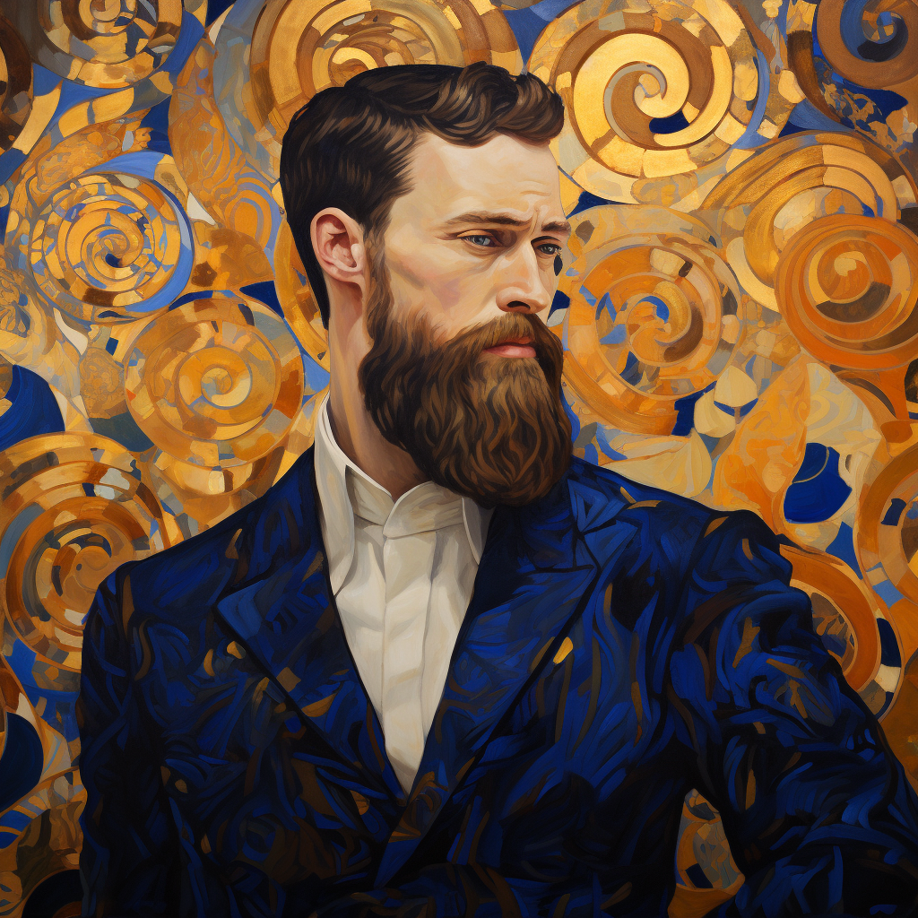 Gustav Klimt painting of a man with a beard