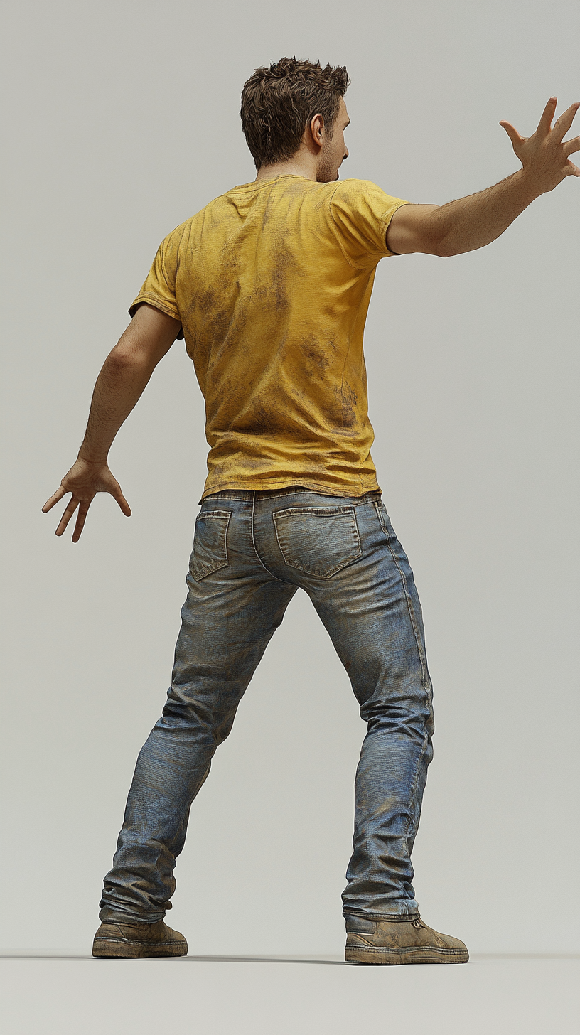 Man in Yellow Shirt and Jeans