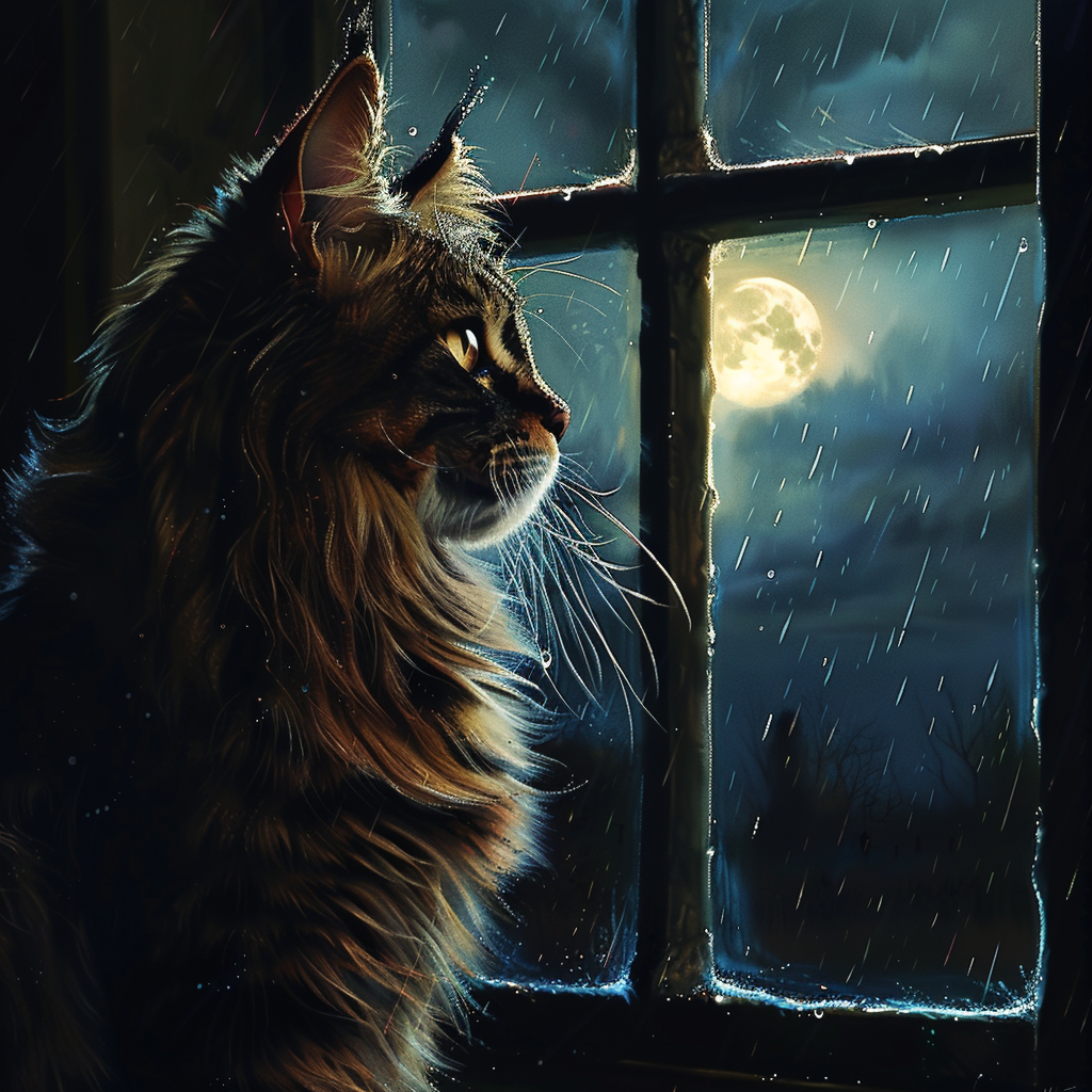 Mancoon cat looking out window