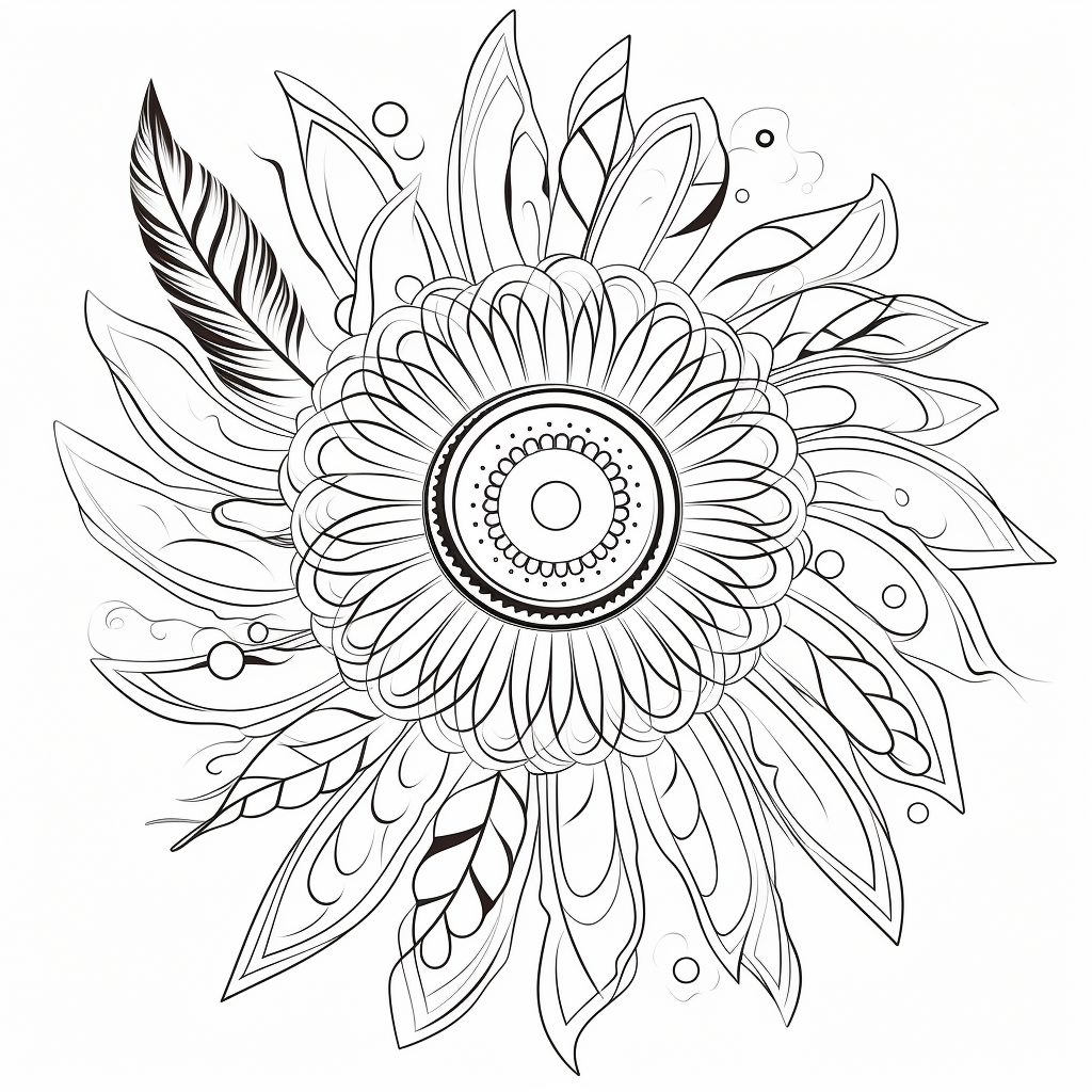 Mandala Feather Coloring Page Design