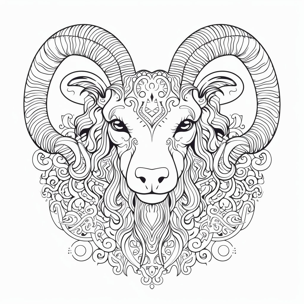 Symmetrical Mandala Goat Illustration