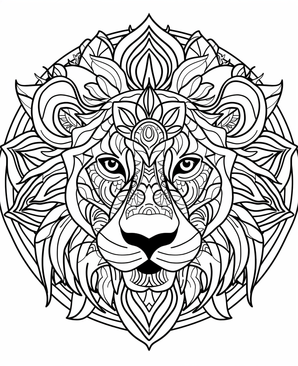 Mandala head cougar coloring page