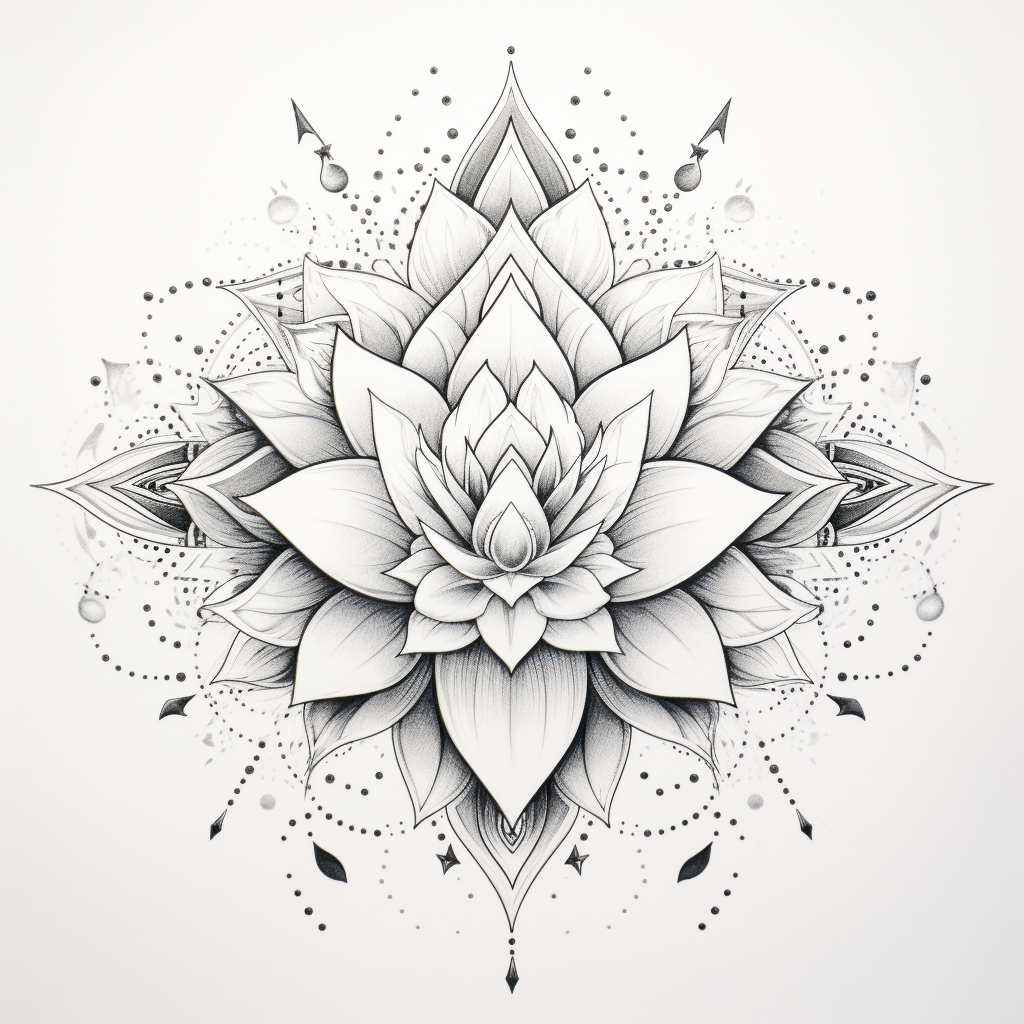 Mandala Lotus Sketch on White Paper