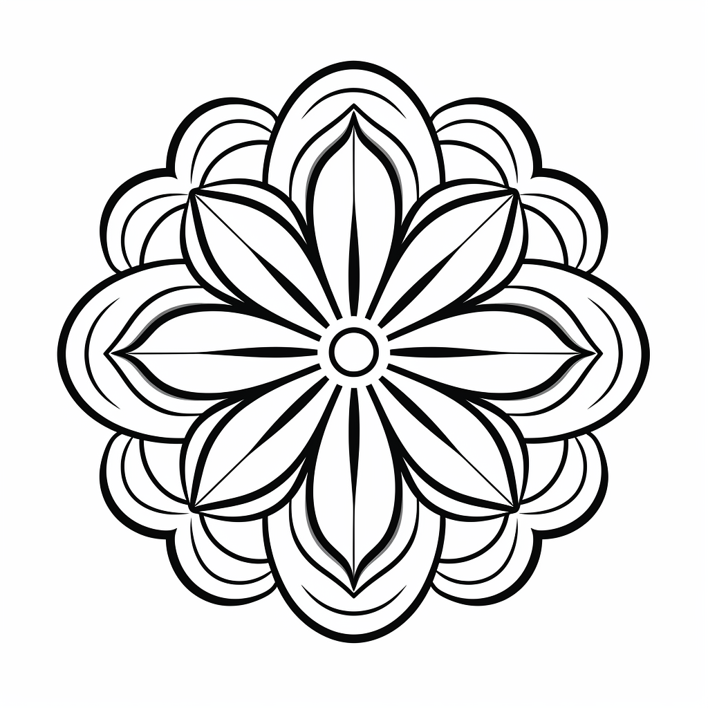 Black and white mandala flower pattern