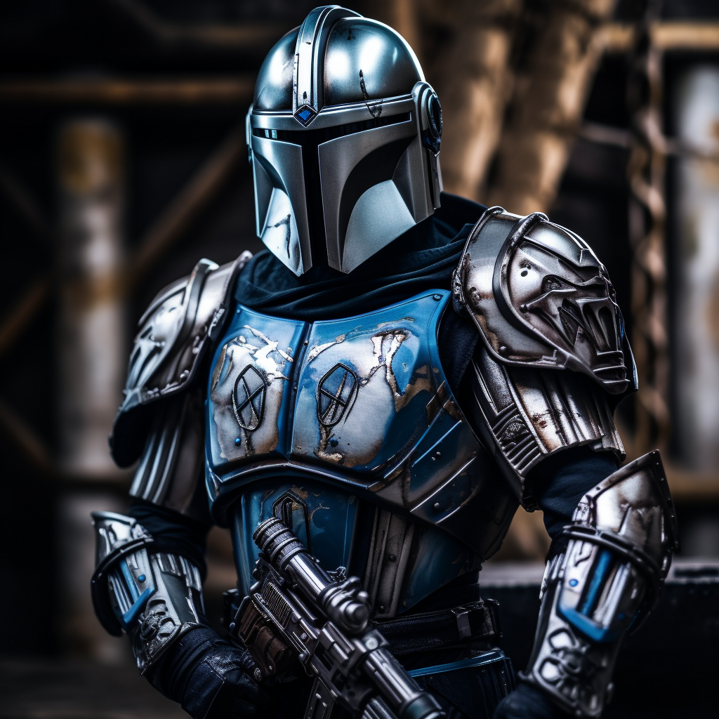 Mandalorian Armor Suit Black Blue Grey