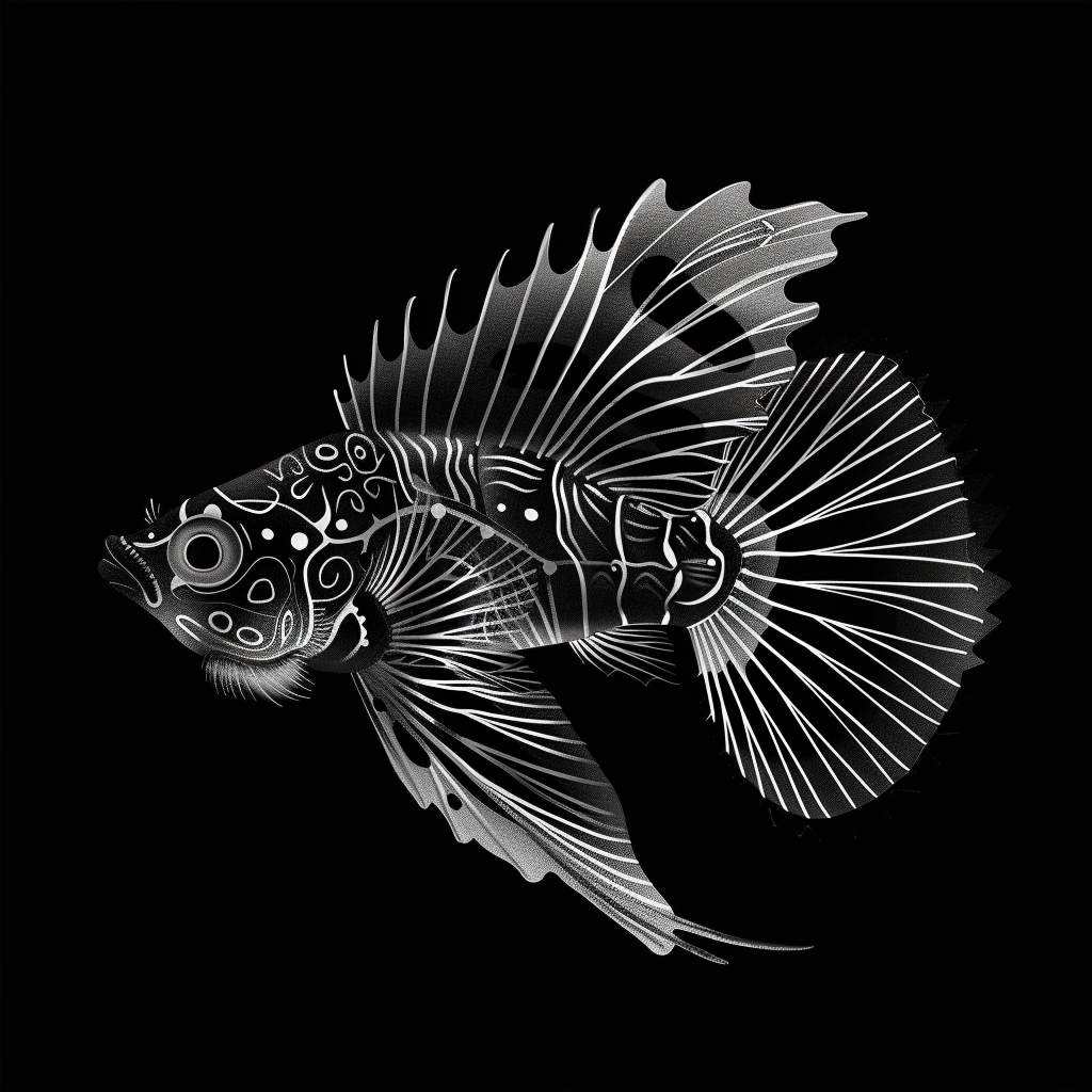 Stylized black white mandarin dragonette