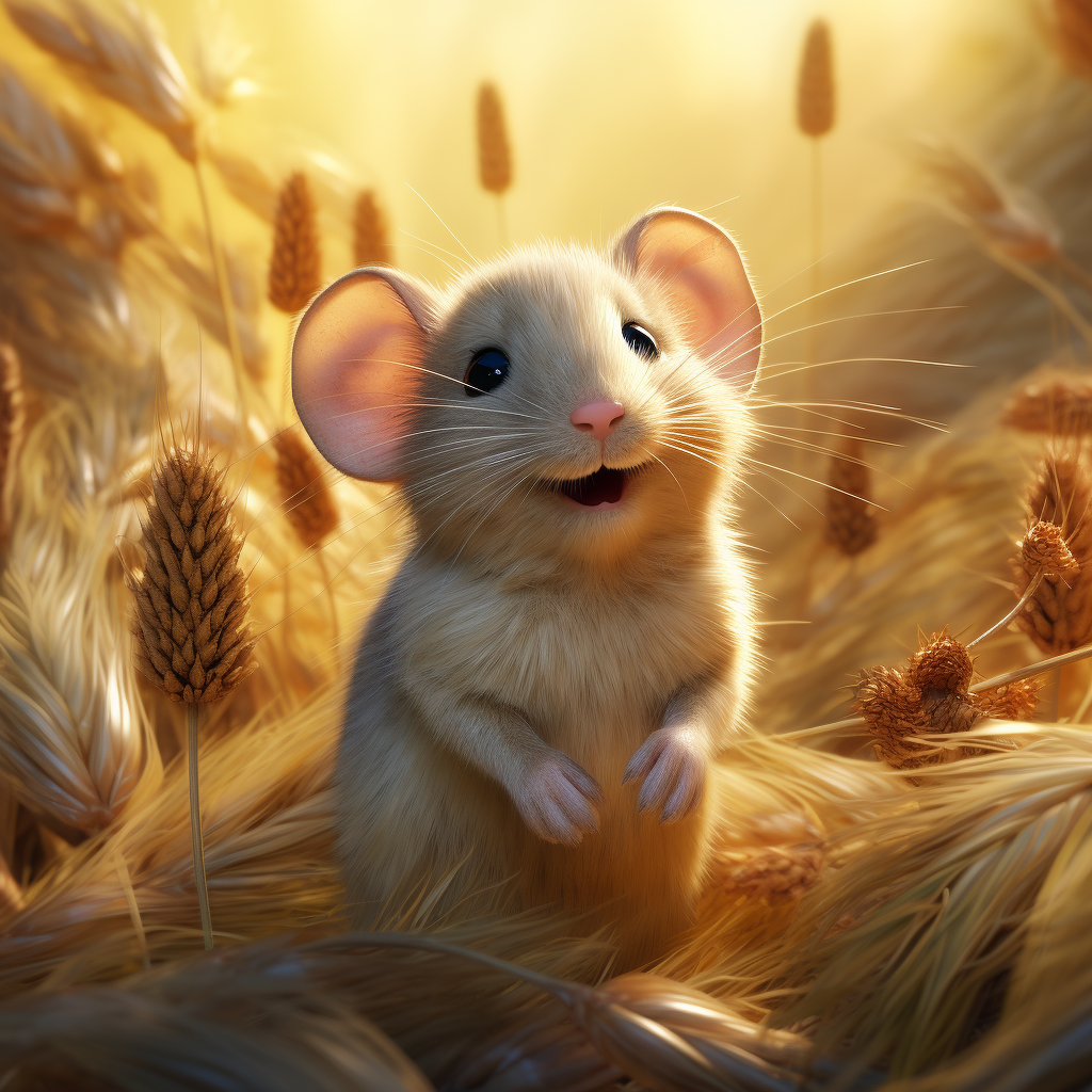 Lively illustration of a mouse in golden light