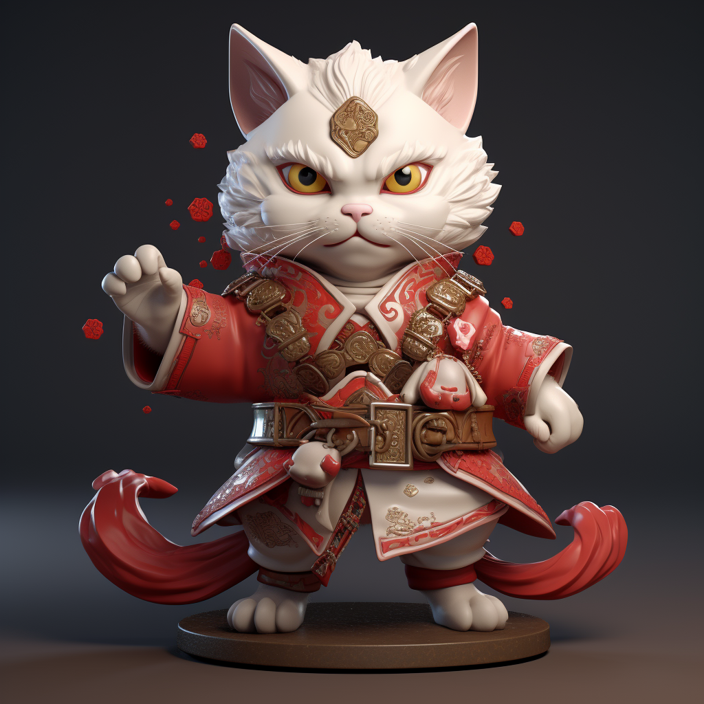 Aggressive and Cool Maneki-neko Battle Royale Cat