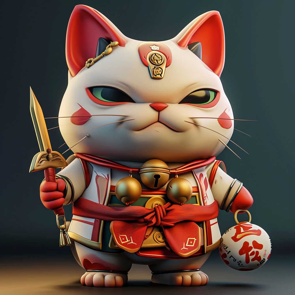 Aggressive and Cool Maneki-neko Battle Royale Cat