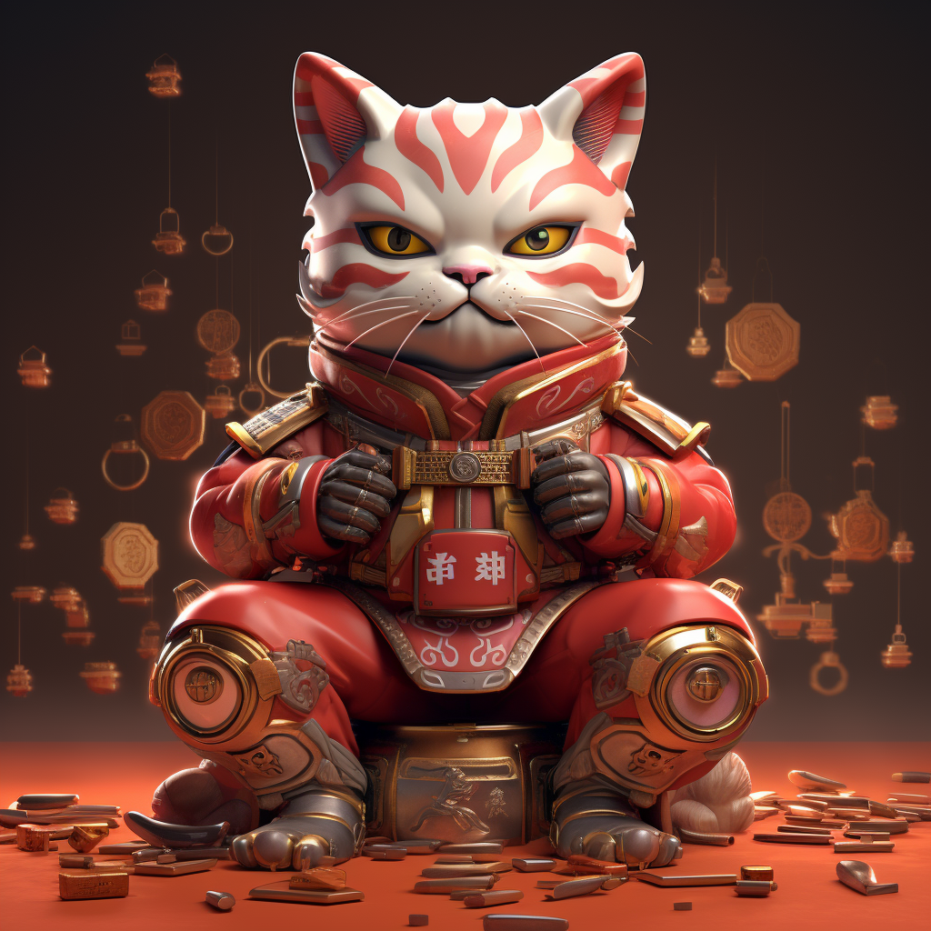 Aggressive maneki-neko battle-royale character